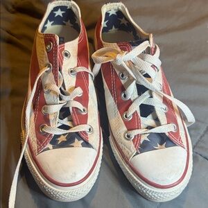 CONVERSE ALL-STAR Red,White,Blue Stripes & Stars Low Sneakers American flag